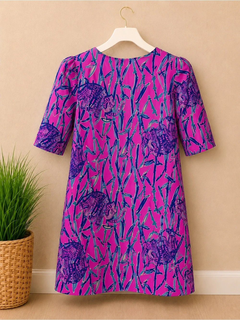 Lilly Pulitzer Pink and Green Tropical Print Dress